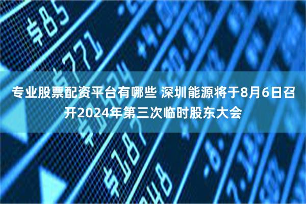 专业股票配资平台有哪些 深圳能源将于8月6日召开2024年第三次临时股东大会